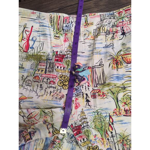 Exofficio Italy All Over Print Map Drawing Travel Italian Capri Pants Size 10 - Picture 6 of 11